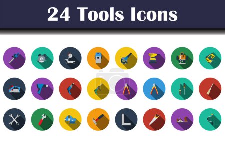 Illustration for Tools Icon Set. Flat Design With Long Shadow. Vector illustration. - Royalty Free Image