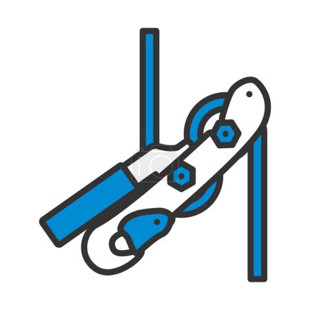 Alpinist Rope Ascender Icon. Editable Bold Outline With Color Fill Design. Vector Illustration.