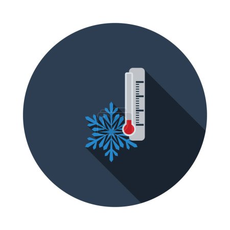 Winter Cold Icon. Flat Circle Stencil Design With Long Shadow. Vector Illustration.