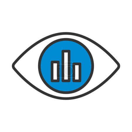 Eye With Market Chart Inside Pupil Icon (en inglés). Esquema audaz editable con diseño de relleno de color. Ilustración vectorial.