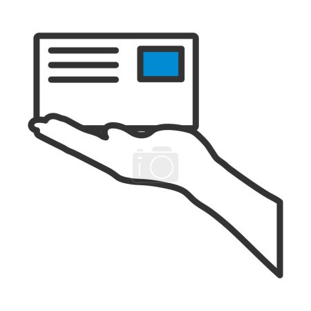 Icon Of Hand Holding Letter. Editable Bold Outline With Color Fill Design. Vector Illustration.
