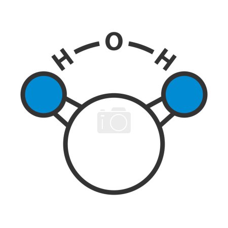Ikone des chemischen Moleküls Wasser. Editierbare kühne Umrisse mit Farbfülldesign. Vektorillustration.