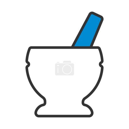 Icon Of Chemistry Mortar. Editable Bold Outline With Color Fill Design. Vector Illustration.