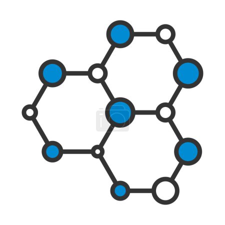Ikone der Chemie Hexa Connection. Editierbare kühne Umrisse mit Farbfülldesign. Vektorillustration.