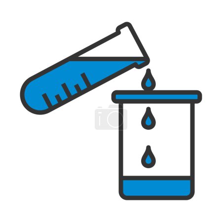 Ikone der Chemie Becher Flüssigkeit in Kolben gießen. Editierbare kühne Umrisse mit Farbfülldesign. Vektorillustration.