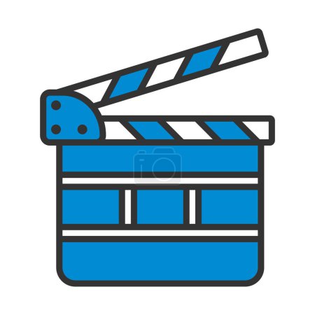 Movie Clap Board Icon. Editable Bold Outline With Color Fill Design. Vector Illustration.