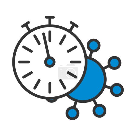 Coronavirus Molecule Under Stopwatch Icon. Editable Bold Outline With Color Fill Design. Vector Illustration.