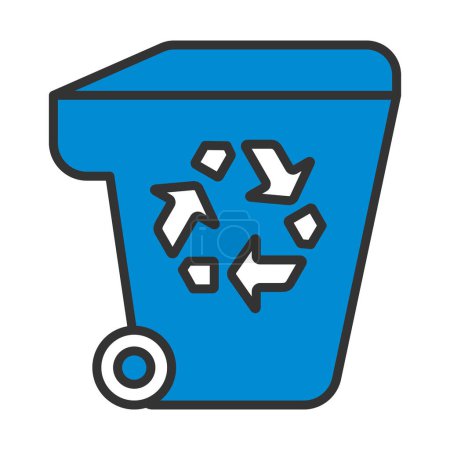 Ilustración de Contenedor de basura con icono de signo de reciclaje. Esquema audaz editable con diseño de relleno de color. Ilustración vectorial. - Imagen libre de derechos