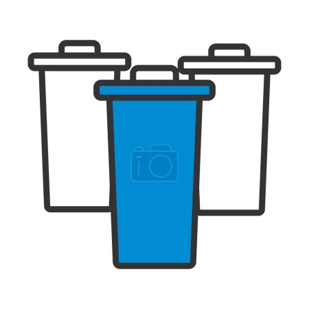 Müllcontainer mit separatem Mülleimer-Symbol. Editierbare kühne Umrisse mit Farbfülldesign. Vektorillustration.