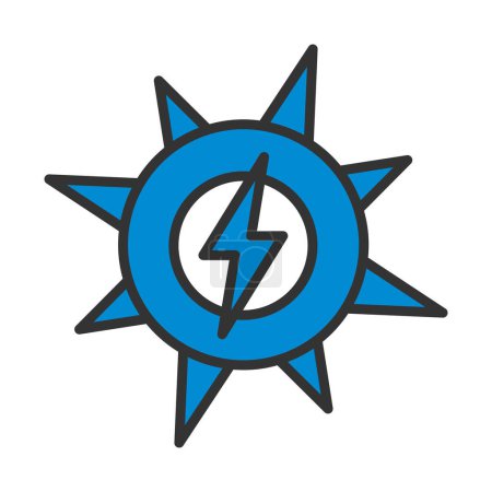 Ikone der Solarenergie. Editierbare kühne Umrisse mit Farbfülldesign. Vektorillustration.