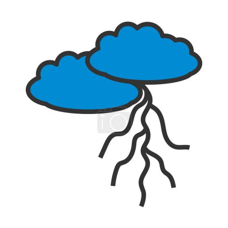 Wolken und Blitz Icon. Editierbare kühne Umrisse mit Farbfülldesign. Vektorillustration.