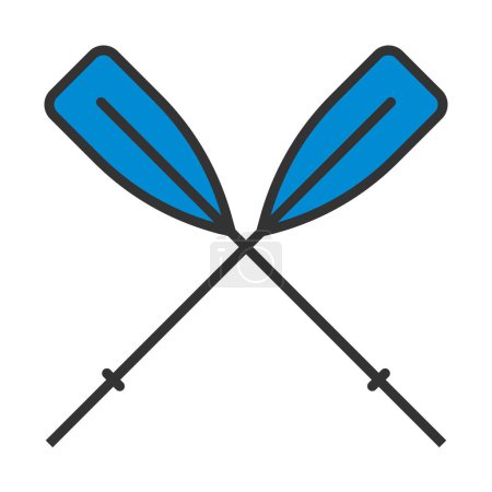Icon Of Boat Oars. Editable Bold Outline With Color Fill Design. Vector Illustration.