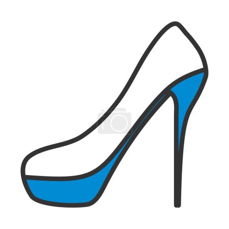 Icône de chaussure à talons hauts. contour audacieux modifiable avec la conception de remplissage de couleur. Illustration vectorielle.