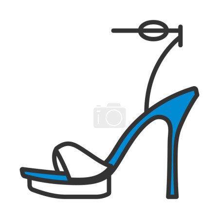 Woman High Heel Sandal Icon. Editable Bold Outline With Color Fill Design. Vector Illustration.