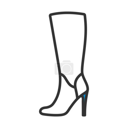 Automne Femme talon haut Boot Icône. contour audacieux modifiable avec la conception de remplissage de couleur. Illustration vectorielle.