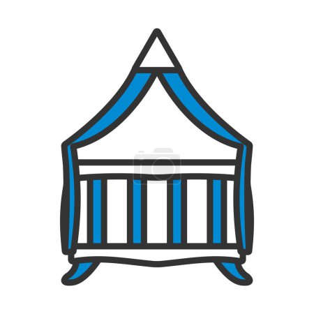 Crib With Canopy Icon. Editable Bold Outline With Color Fill Design. Vector Illustration.
