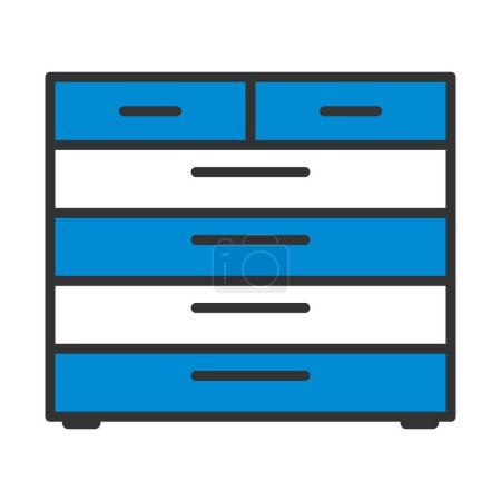 Chest Of Drawers Icon. Editable Bold Outline With Color Fill Design. Vector Illustration.