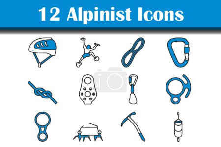 Illustration for Alpinist Icon Set. Editable Bold Outline With Color Fill Design. Vector Illustration. - Royalty Free Image