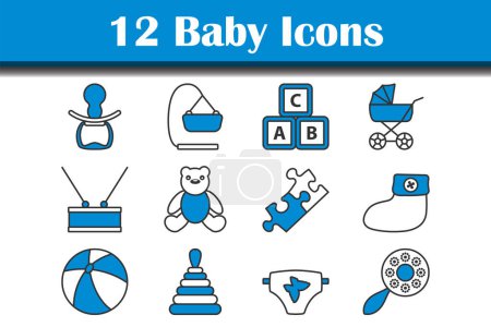 Baby Icon Set. Editable Bold Outline With Color Fill Design. Vector Illustration.