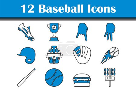 Illustration for Baseball Icon Set. Editable Bold Outline With Color Fill Design. Vector Illustration. - Royalty Free Image