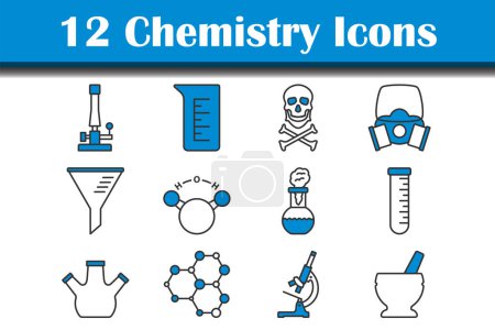 Conjunto de iconos de química. Esquema audaz editable con diseño de relleno de color. Ilustración vectorial.
