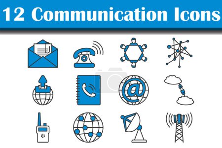Communication Icon Set. Editable Bold Outline With Color Fill Design. Vector Illustration.