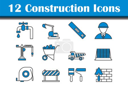 Construction Icon Set. Editable Bold Outline With Color Fill Design. Vector Illustration.