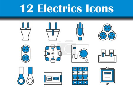 Conjunto de iconos eléctricos. Esquema audaz editable con diseño de relleno de color. Ilustración vectorial.