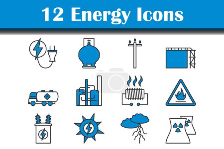 Energy Icon Set. Editable Bold Outline With Color Fill Design. Vector Illustration.