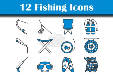 Illustration for Fishing Icon Set. Editable Bold Outline With Color Fill Design. Vector Illustration. - Royalty Free Image