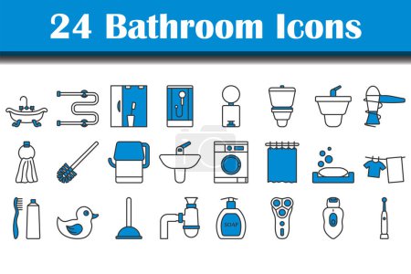 Illustration for Bathroom Icon Set. Editable Bold Outline With Color Fill Design. Vector Illustration. - Royalty Free Image