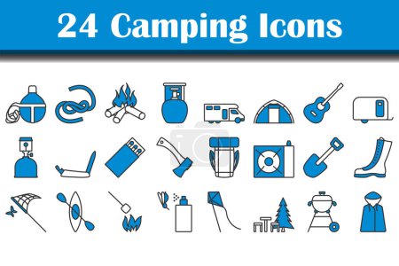 Illustration for Camping Icon Set. Editable Bold Outline With Color Fill Design. Vector Illustration. - Royalty Free Image