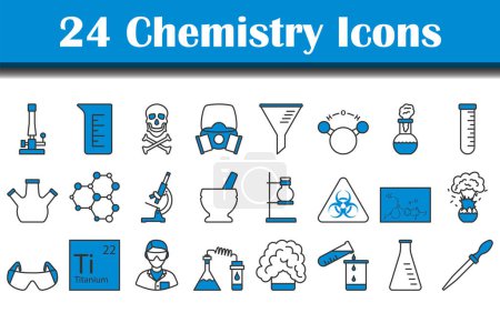 Ensemble d'icônes de chimie. contour audacieux modifiable avec la conception de remplissage de couleur. Illustration vectorielle.