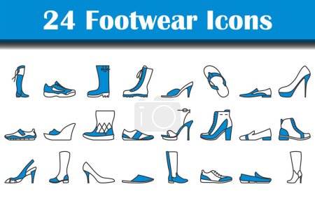 Set de iconos de calzado. Esquema audaz editable con diseño de relleno de color. Ilustración vectorial.