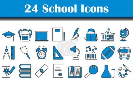School Icon Set. Editable Bold Outline With Color Fill Design. Vector Illustration.