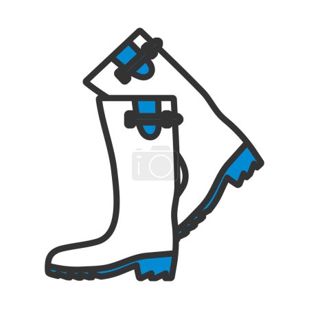 Icono de botas de goma Hunter. Esquema audaz editable con diseño de relleno de color. Ilustración vectorial.