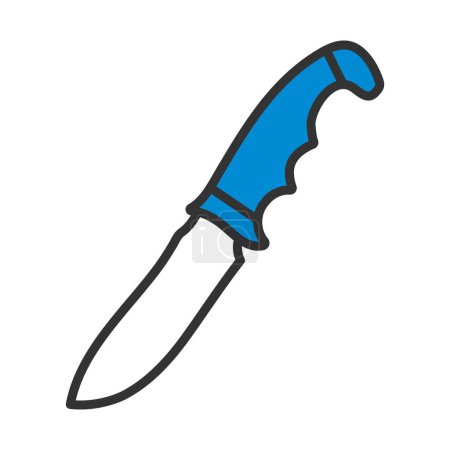 Icône de couteau de chasse. contour audacieux modifiable avec la conception de remplissage de couleur. Illustration vectorielle.