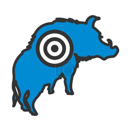 Ikone des Wildschweins Silhouette mit Ziel. Editierbare kühne Umrisse mit Farbfülldesign. Vektorillustration.
