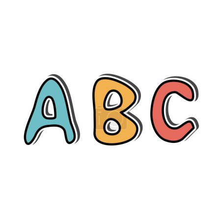 ABC sticker with shadow on education theme. Back to school. Vector illustration.