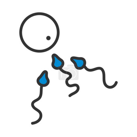 Sperm And Egg Cell Icon. Editable Bold Outline With Color Fill Design. Vector Illustration.