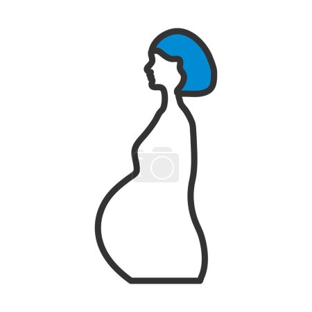 Mujer embarazada con icono de bebé. Esquema audaz editable con diseño de relleno de color. Ilustración vectorial.
