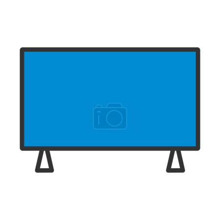 Wide Tv Icon. Editable Bold Outline With Color Fill Design. Vector Illustration.