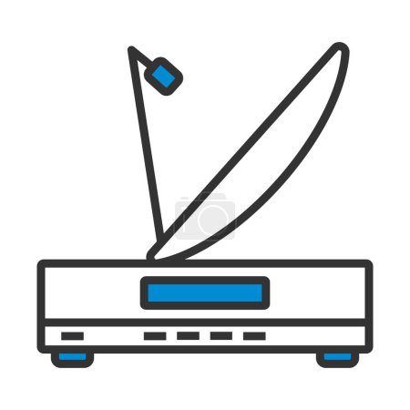 Satellite Receiver With Antenna Icon. Editable Bold Outline With Color Fill Design. Vector Illustration.