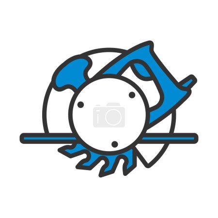 Icon Of Circular Saw. Editable Bold Outline With Color Fill Design. Vector Illustration.