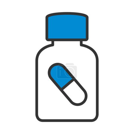 Pills Bottle Icon vorhanden. Editierbare kühne Umrisse mit Farbfülldesign. Vektorillustration.