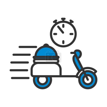 Restaurant Scooter Delivery Icon. Editable Bold Outline With Color Fill Design. Vector Illustration.