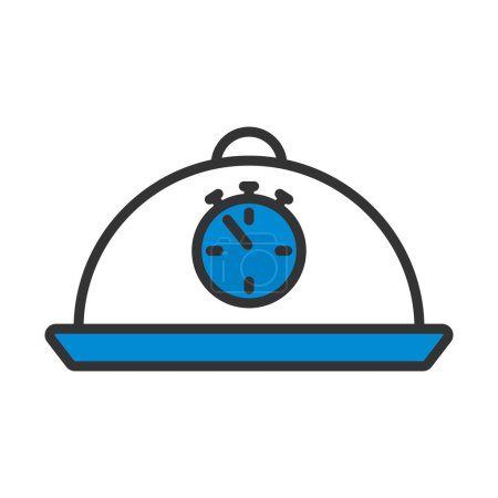 Téléchargez les illustrations : Cloche With Stopwatch Icon. Editable Bold Outline With Color Fill Design. Vector Illustration. - en licence libre de droit