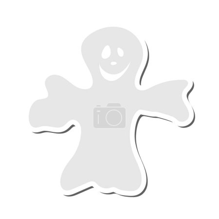 Illustration for Halloween Holiday Sticker With Shadow Element. Ghost Over White Background for Creating Halloween Designs.  Vector illustration. - Royalty Free Image