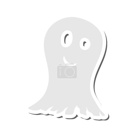 Illustration for Halloween Holiday Sticker With Shadow Element. Ghost Over White Background for Creating Halloween Designs.  Vector illustration. - Royalty Free Image
