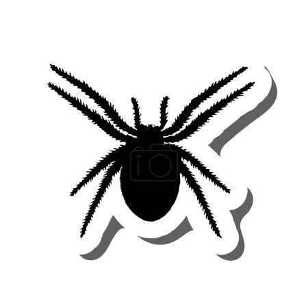 Schwarze Spinnensticker mit Schatten zu Halloween. Vektorillustration.